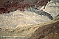 Layers of earth in eroded hillside, the Black Mountains, Death Valley National Park, California